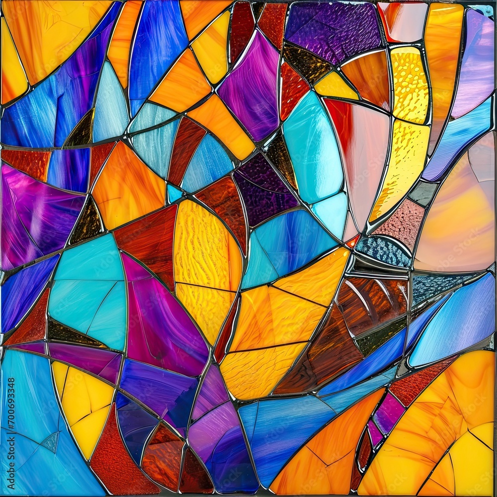 Fototapeta premium Stained glass window background with colorful abstract.