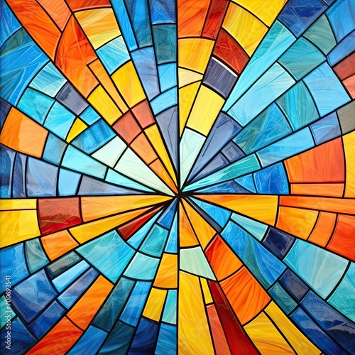 Stained glass window background with colorful abstract.