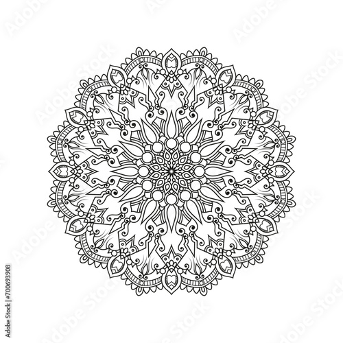 Decorative mandala and pattern for Mehndi, wedding, tattoo, islam, indian, arabic. Outline mandalas coloring book page.