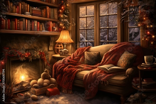 Cozy Winter Reading - Generative AI #700697194