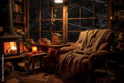 Cozy Winter Reading - Generative AI © Sidewaypics