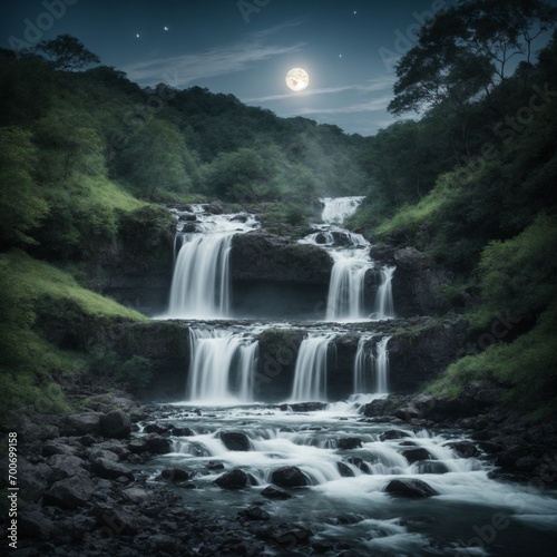 Waterfall moon