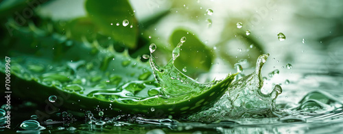 green aloe vera sliced slices under water