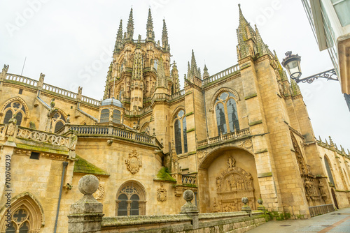 Views of the side of the Cathedral of Burgos, Castilla Leon, Spain