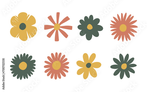 Abstract flowers vector clipart. Spring illustration.