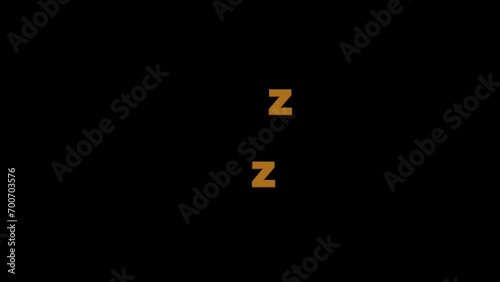 Cartoon style sleeping zzz letter symbol animation on alpha channel transparent background