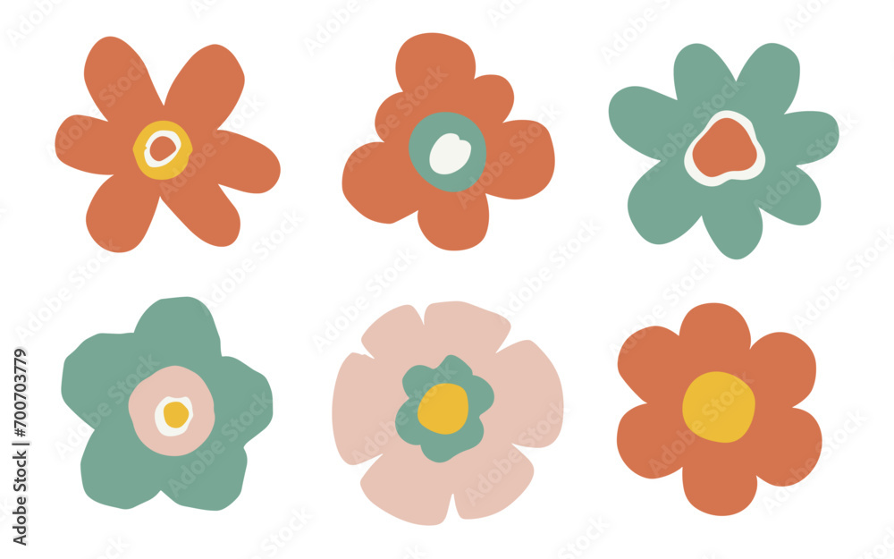 Fototapeta Abstract flowers vector clipart. Spring illustration.