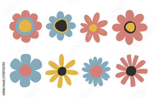 Abstract flowers vector clipart. Spring illustration.