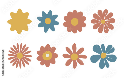 Abstract flowers vector clipart. Spring illustration.