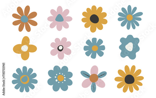 Abstract flowers vector clipart. Spring illustration.