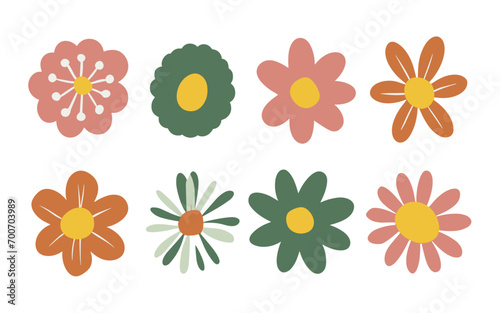 Abstract flowers vector clipart. Spring illustration.