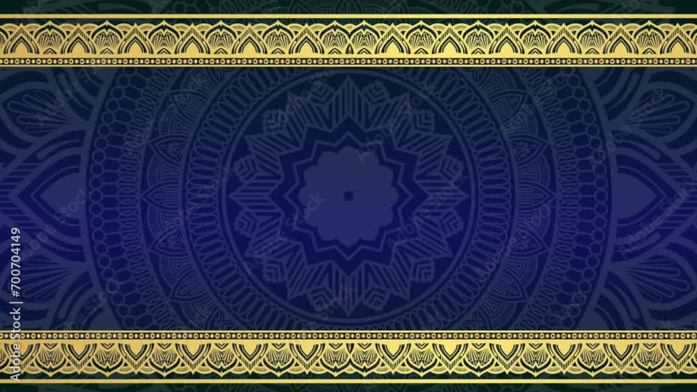 Gold mandala ornament background looping smoothly, arabic islamic style for any purpose Rotating decorative pattern with ornamental geometric stars,Ramadan kareem, loopable islamic design