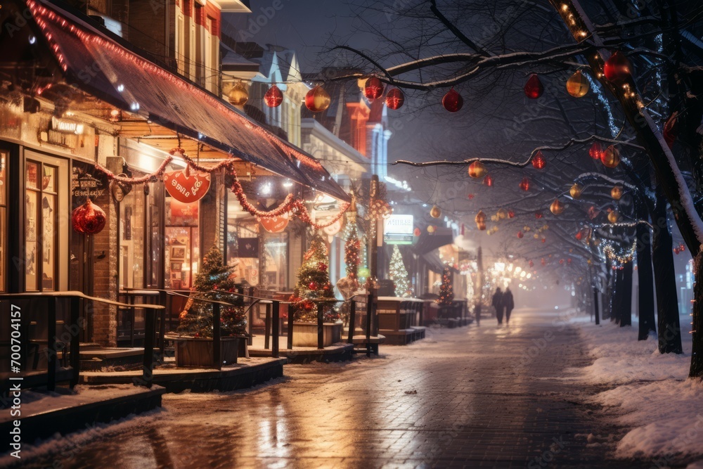 Naklejka premium Festive Street Decor - Generative AI