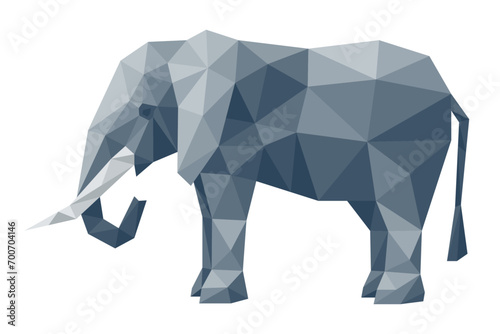 Polygonal Elephant. Low poly illustration. Vector on transparent background.