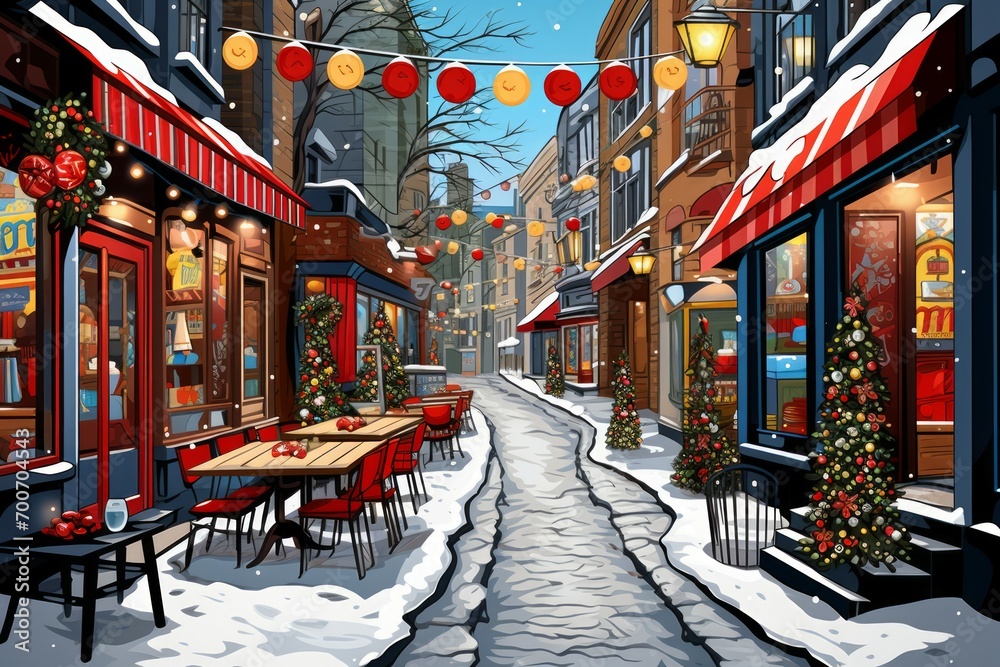 Obraz premium Festive Street Decor - Generative AI