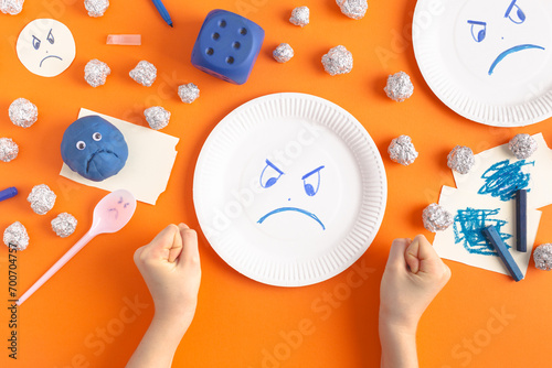 Studying and drawing emotions with kids, ecological ways of anger expression photo