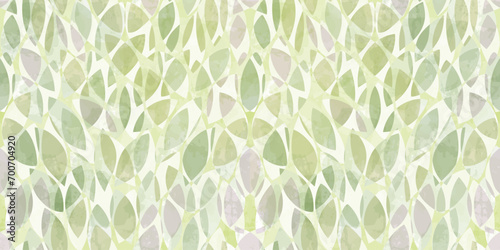 Green leaves seamless vector pattern. Watercolor tea leaf background, textured jungle print.