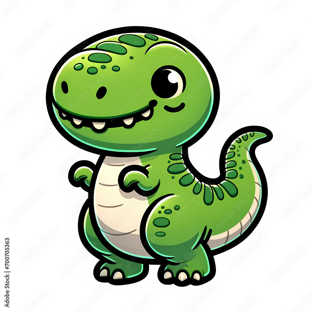 Fototapeta premium Green Dinosaur Cartoon Sticker