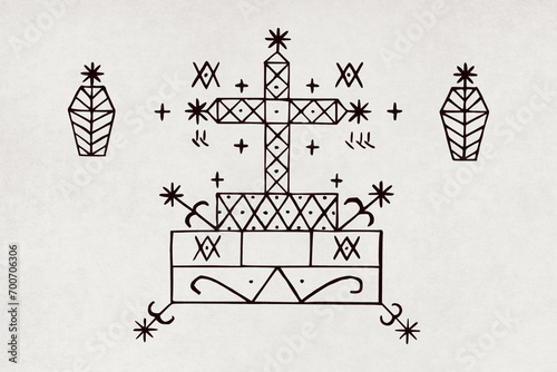 Veve of Baron Samedi drawn on a paper