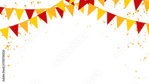 Birthday, party, anniversary, holiday decoration elements vector flags and confetti