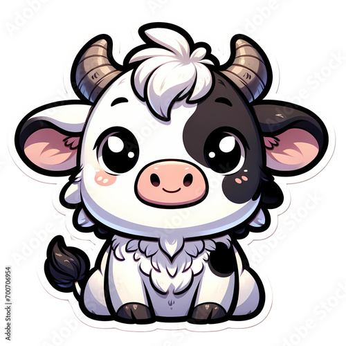 Adorable Baby Cow Cartoon Sticker