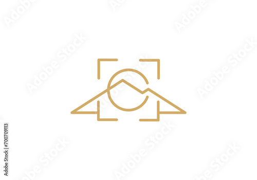 abstract camera with mountain logo design