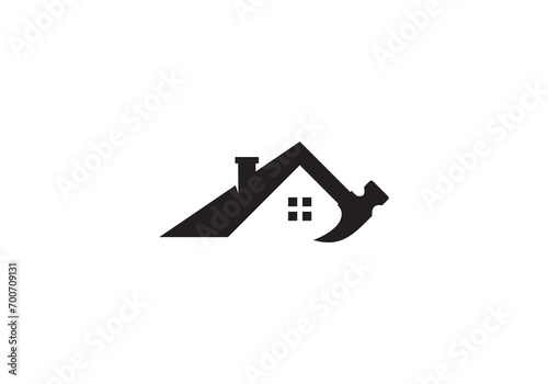 hammer with house logo, repair building house design concept