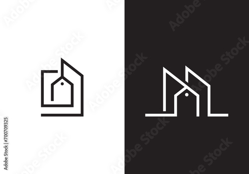 building with sale logo design. simple modern line symbol icon template