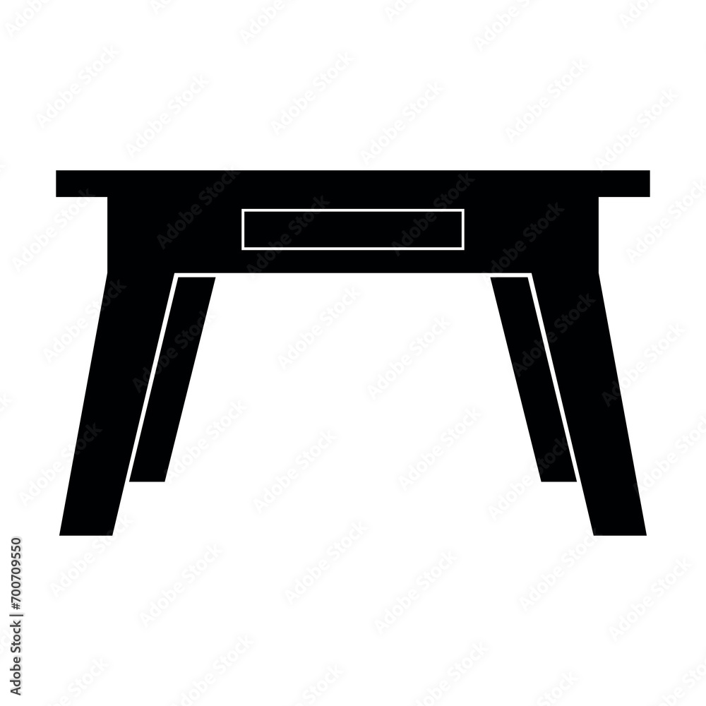 Desk black vector icon on white background Desk black vector icon on white background