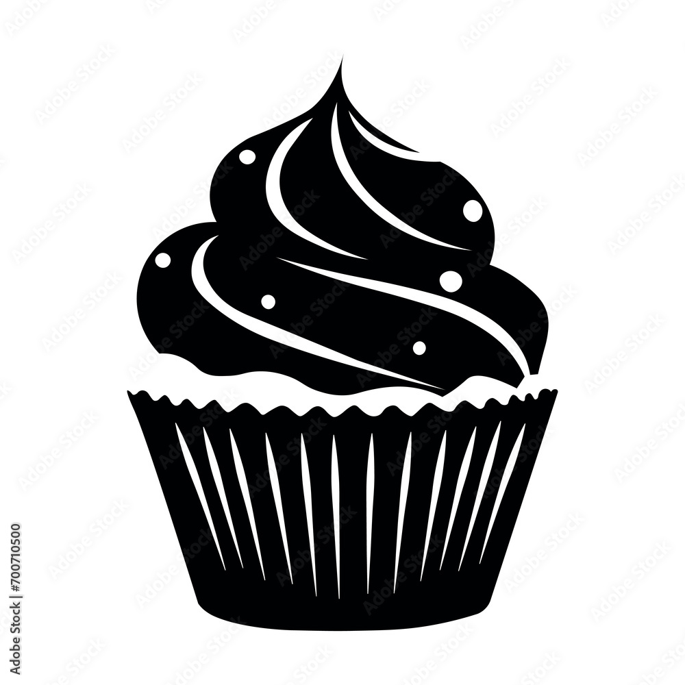Cupcake black vector icon on white background