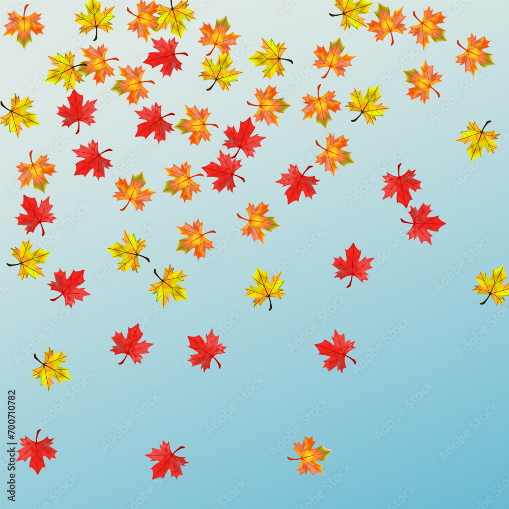 Ocher Plant Background Blue Vector. Foliage Tree Template. Colorful Canadian Floral. Wallpaper Leaf Design.