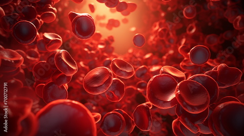 Red blood cells in the body. Generative AI. photo