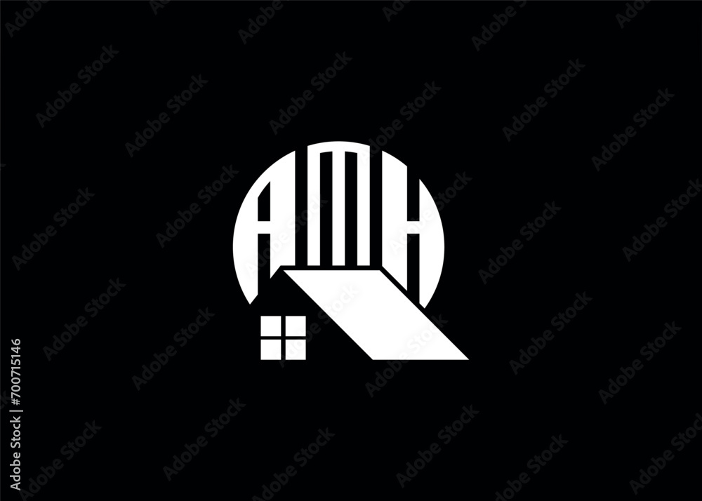 Real Estate Letter AMH Monogram Vector Logo.Home Or Building Shape AMH Logo Real Estate Letter AMH Monogram Vector Logo.Home Or Building Shape AMH Logo