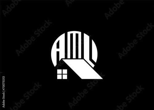 Real Estate Letter AML Monogram Vector Logo.Home Or Building Shape AML Logo photo