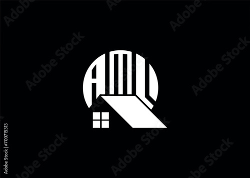 Real Estate Letter AML Monogram Vector Logo.Home Or Building Shape AML Logo