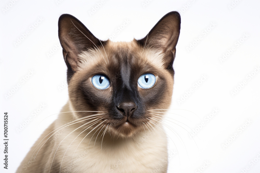 Siamese Cat close-up portrait on a white background. Siamese Cat close-up portrait on a white background.
