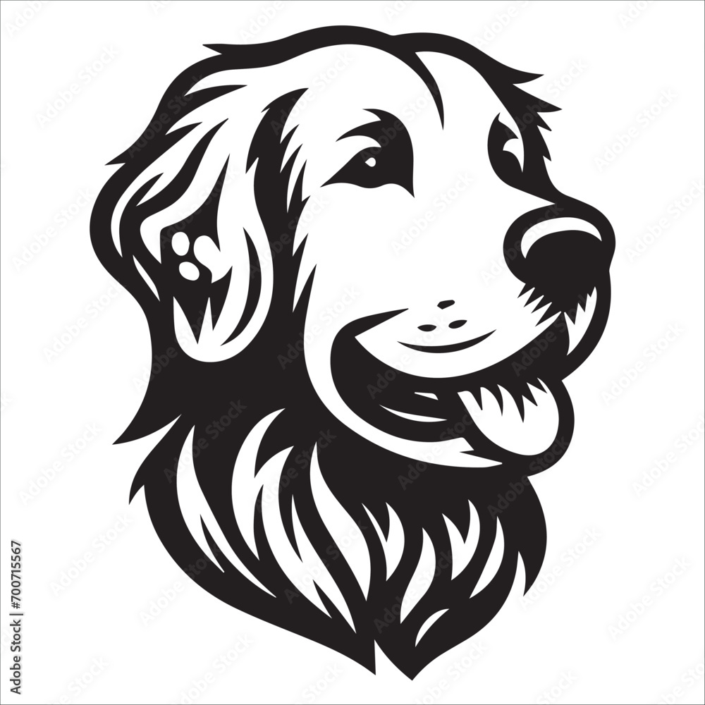 head of a dog , Golden Retriever head vector logo , dog head