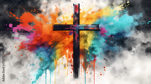 Christian Cross, Graffiti, Digital Art