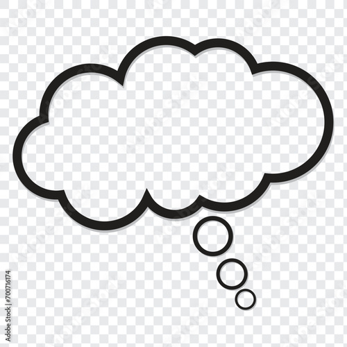Think bubble isolated. Trendy think bubble in flat style. Modern template for social network and label. Creative thought balloon. Cloud line art, Dream isolated cloud vector EPS 10.