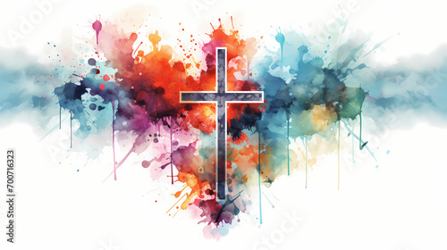 Christian Cross, Holy Cross, Watercolor, Digital Art photo