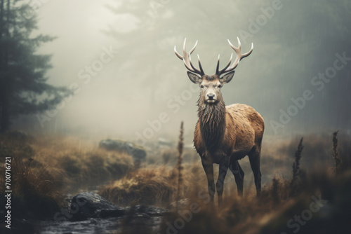 Red Deer in foogy morning © paul