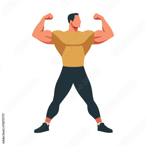 Man flexing muscles flat design vector illustration. © Benevector
