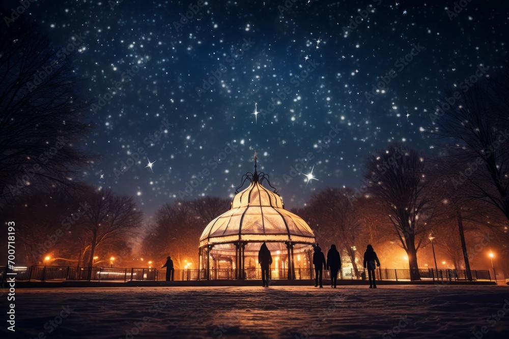 Fototapeta premium Ice Skating Under the Stars - Generative AI