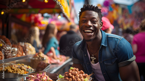  Happiness in Cultural Celebration, Smiling Black Man Celebrating Carnival