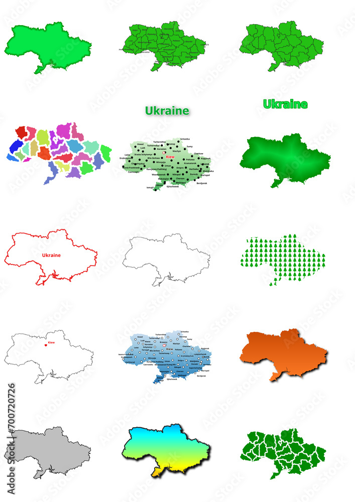 Karten von Ukraine ClipArt Farbe und schwarz-weiß Karte 