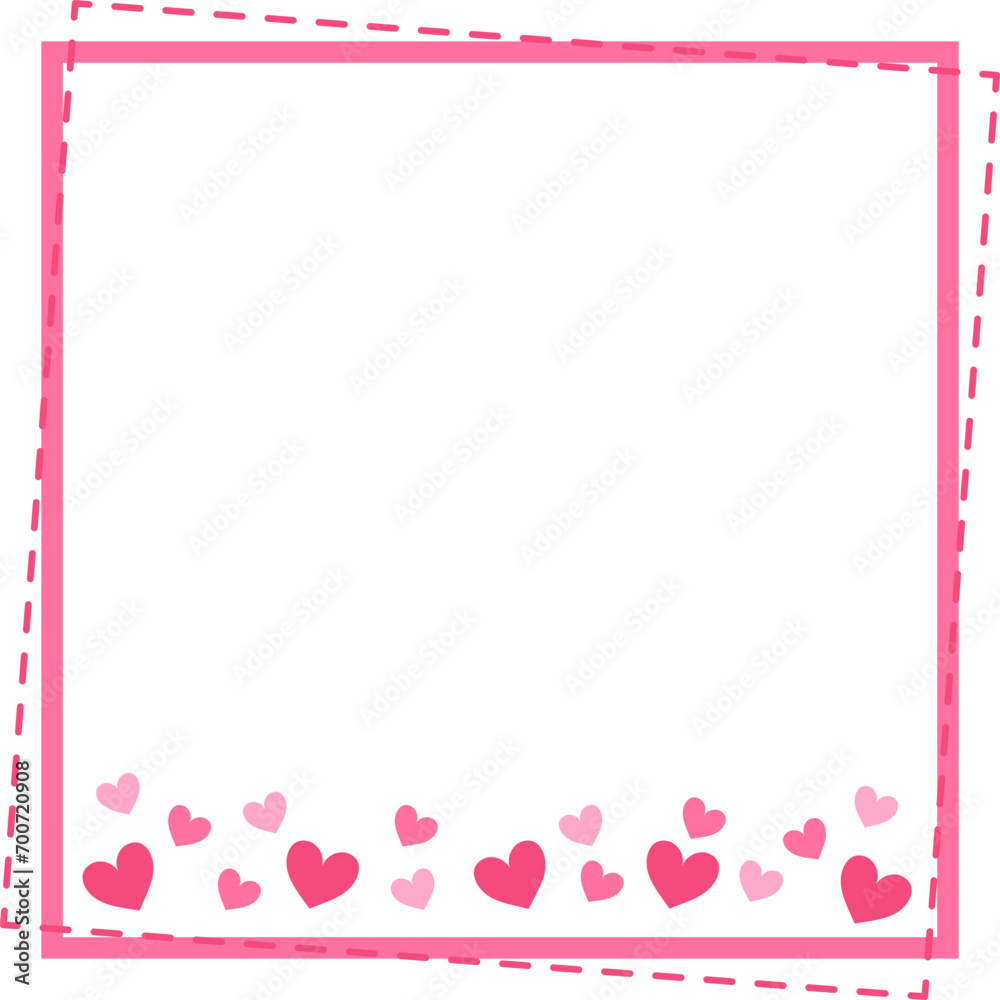 Valentine love square frame border