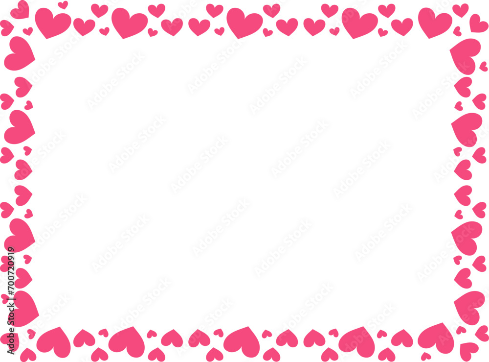 Valentine love heart rectangle frame border