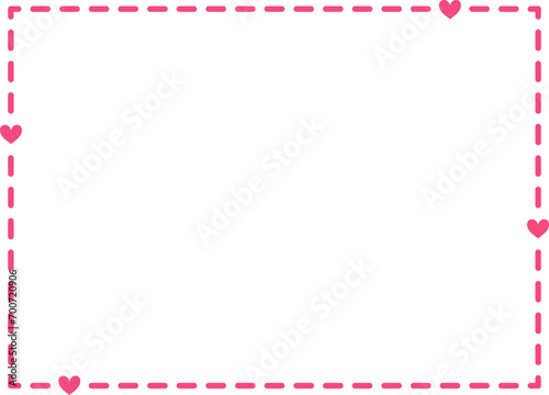 Valentine love heart rectangle frame border