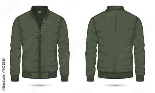 Men's zipper jacket mockup front and back view