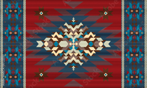 American ethnic native pattern.Traditional Navajo,Aztec,Apache,Southwest and Mexican style fabric pattern.Abstract vector motifs pattern.Design for fabric,clothing,blanket,carpet,woven,wrap,decoration